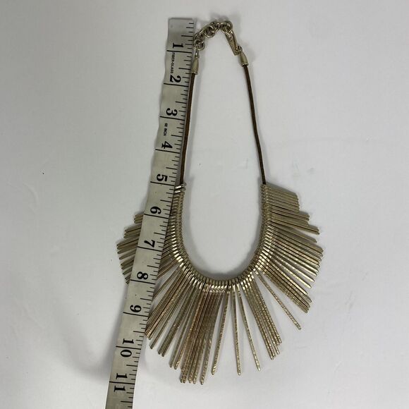 Mythologie Statement Necklace Gold Tone Spikes Cleopatra Fringe Necklace - Picture 5 of 5